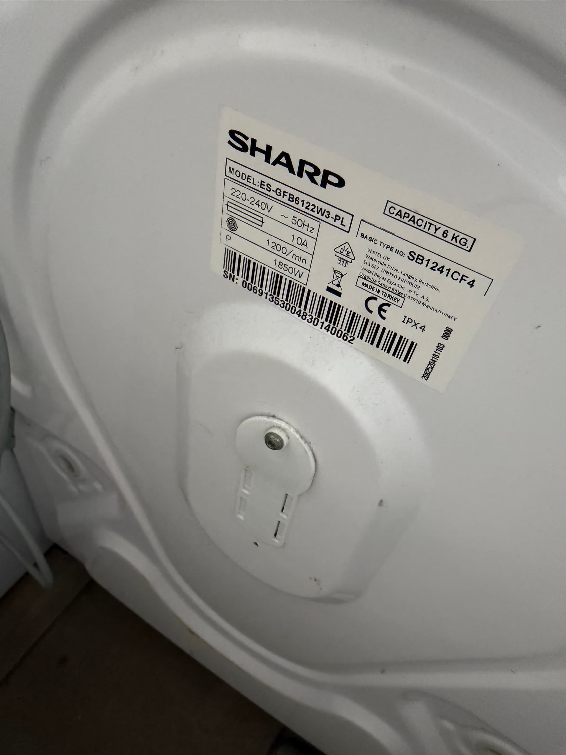 Пральна машина Sharp ES-GFB6122W3-PL