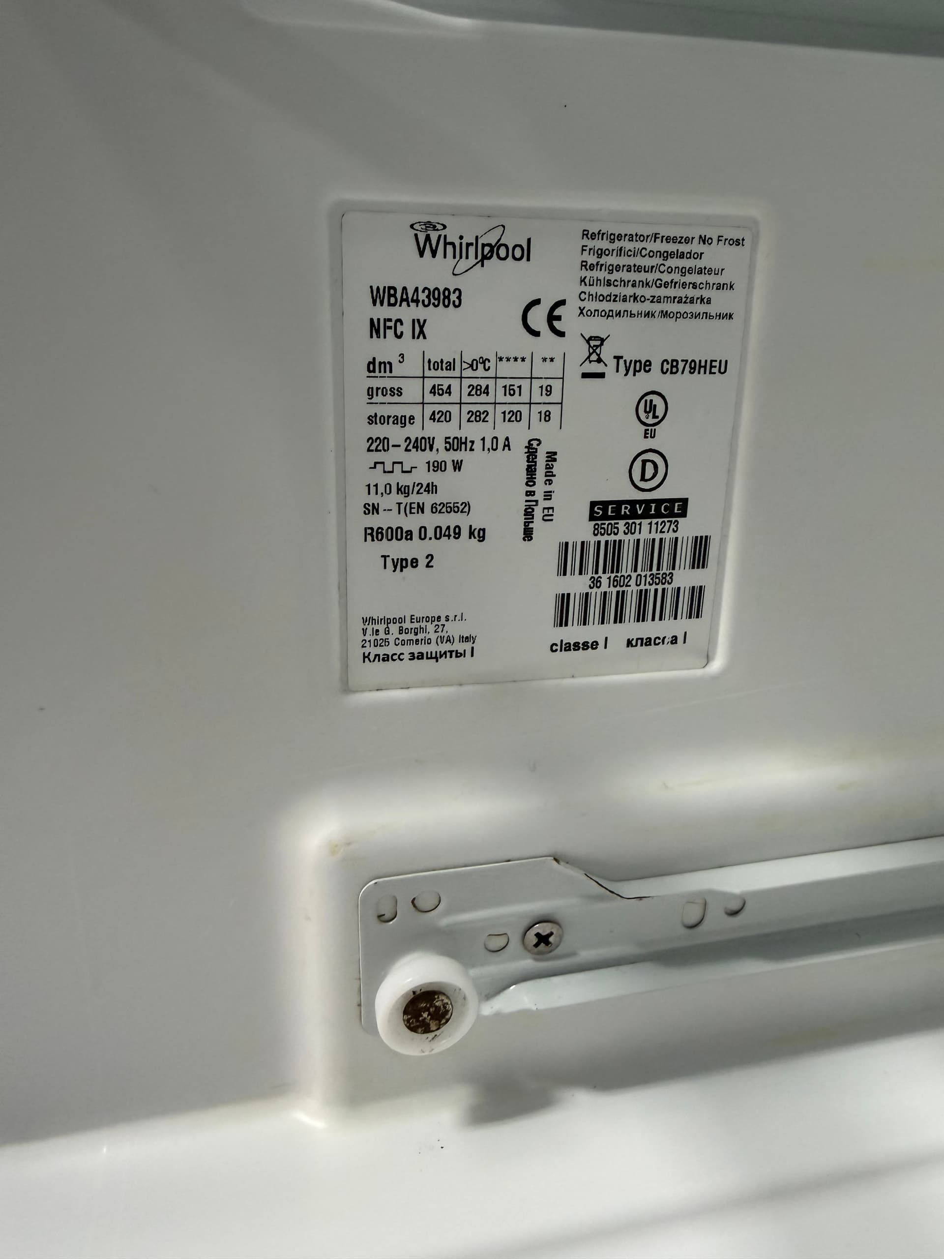Холодильник Whirpool WBA43903 NFC IX