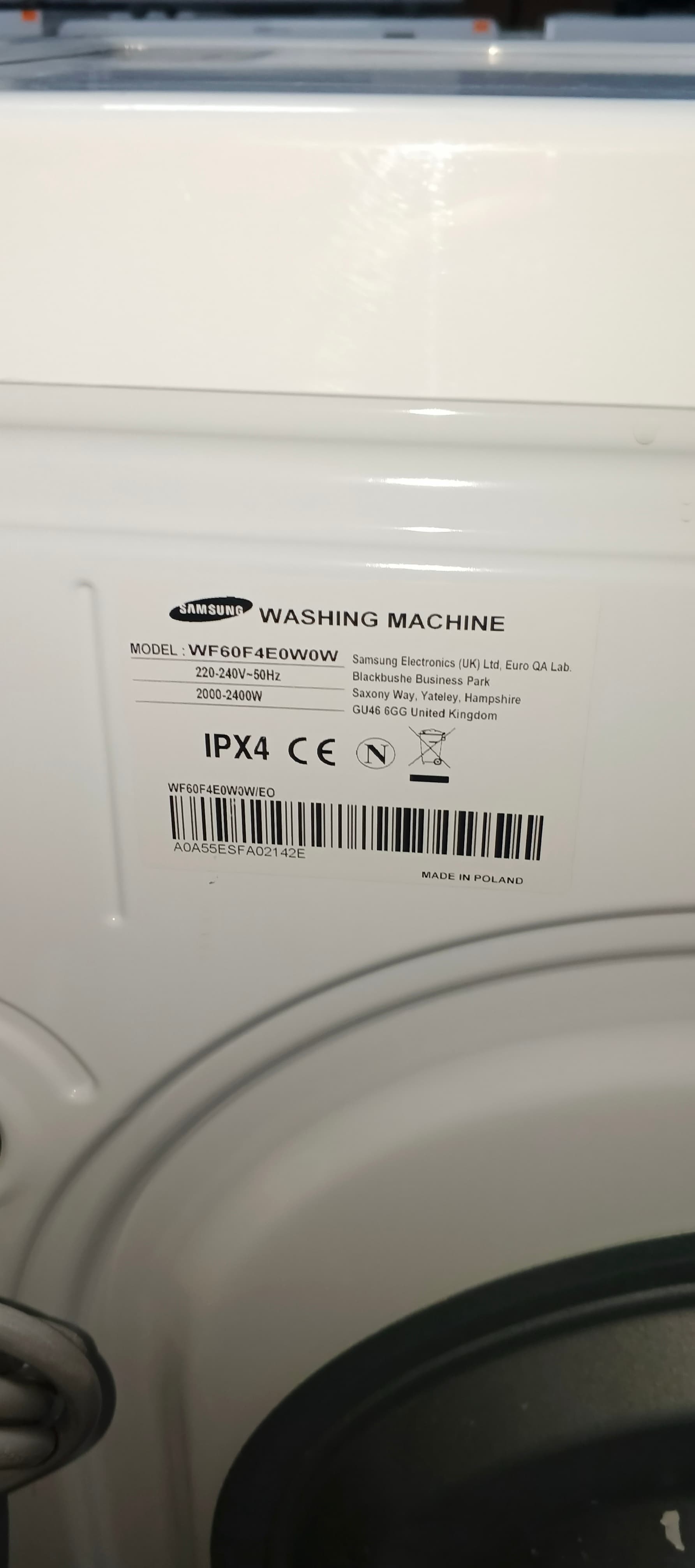 Пральна машина Samsung WF60F4E0W0W