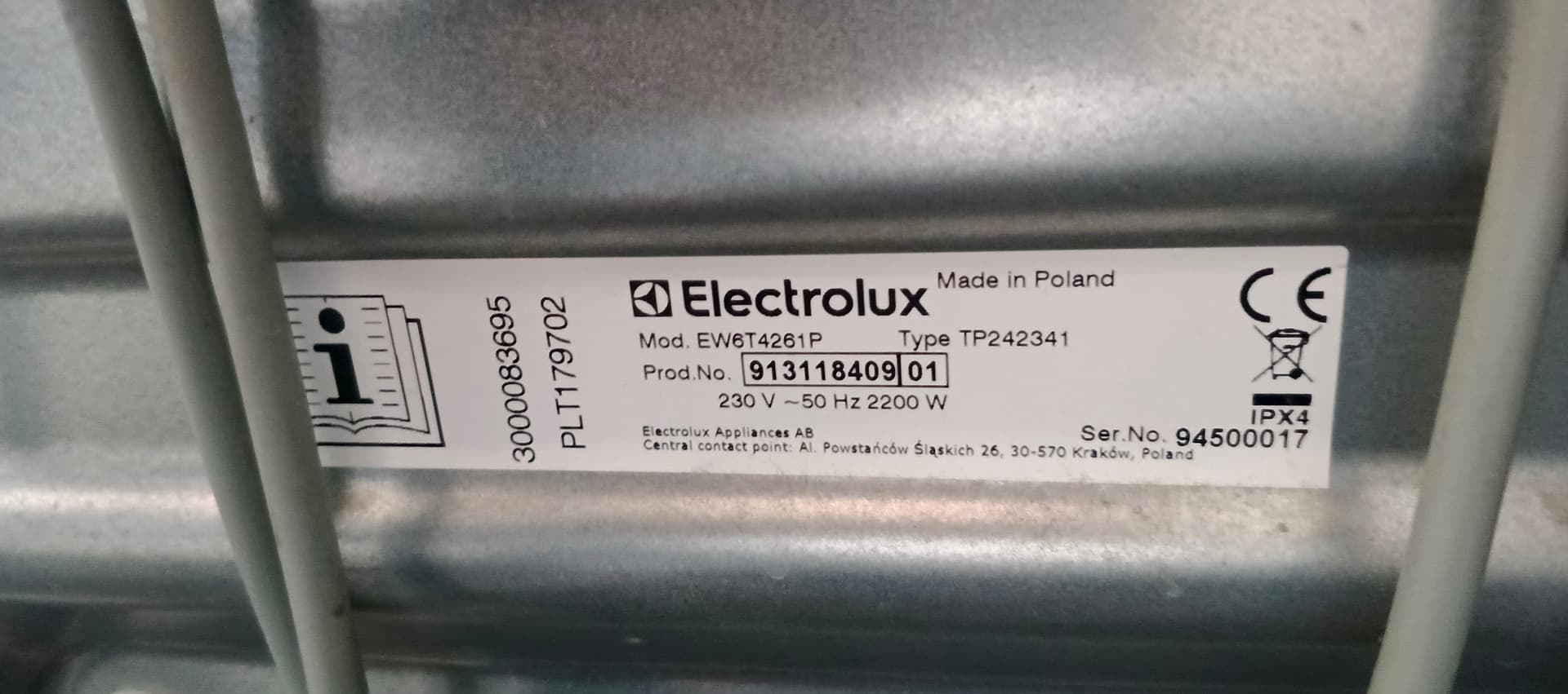 Вертикальна пральна машина Electrolux EW6T4261P