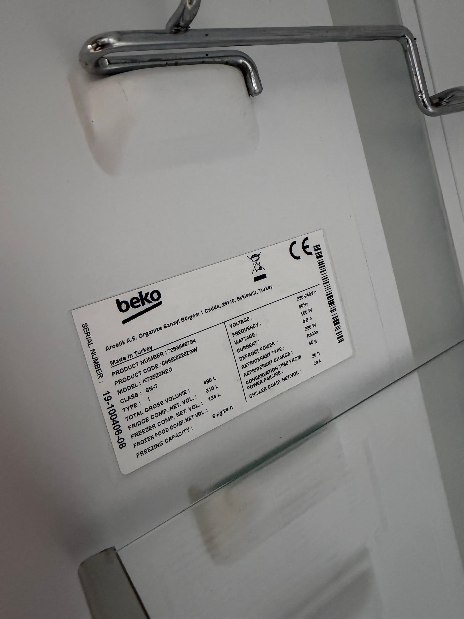 Холодильник Beko K70520NEG