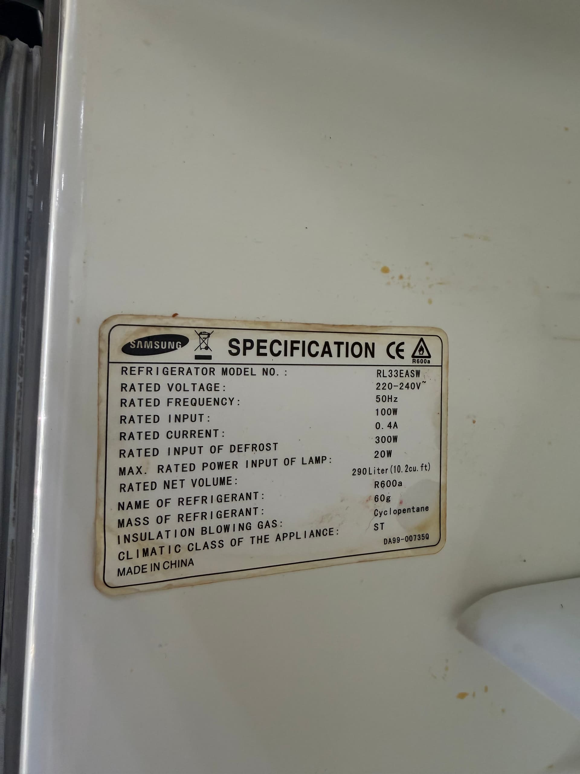 Холодильник Samsung RL33EASW