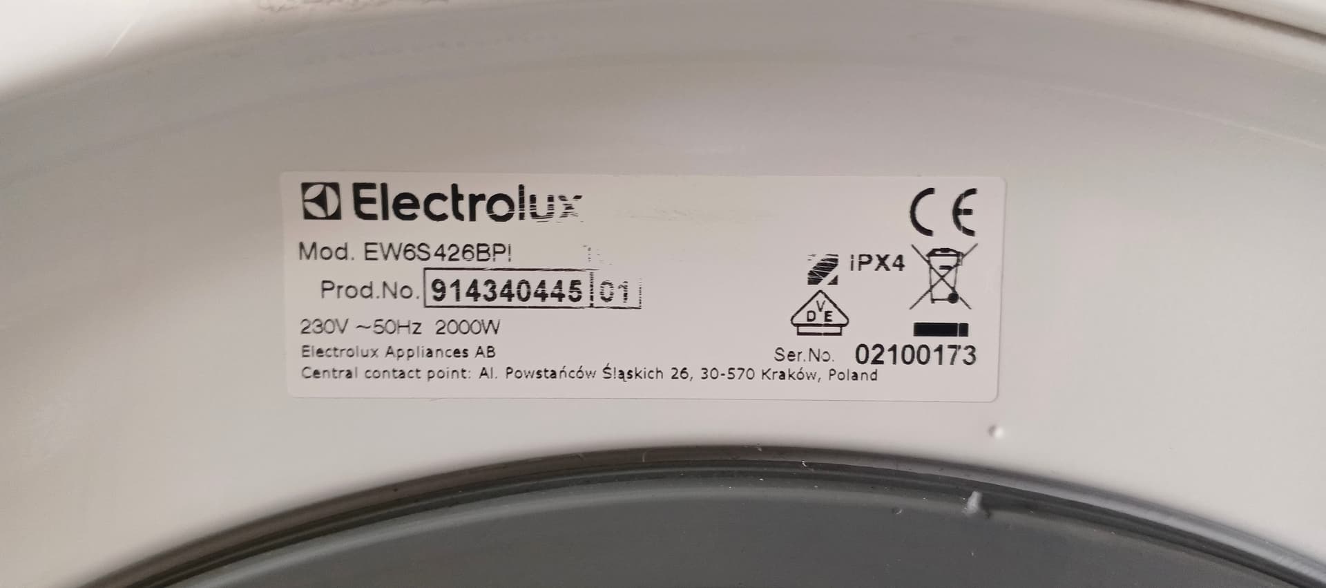Пральна машина Electrolux EW6S426BPI