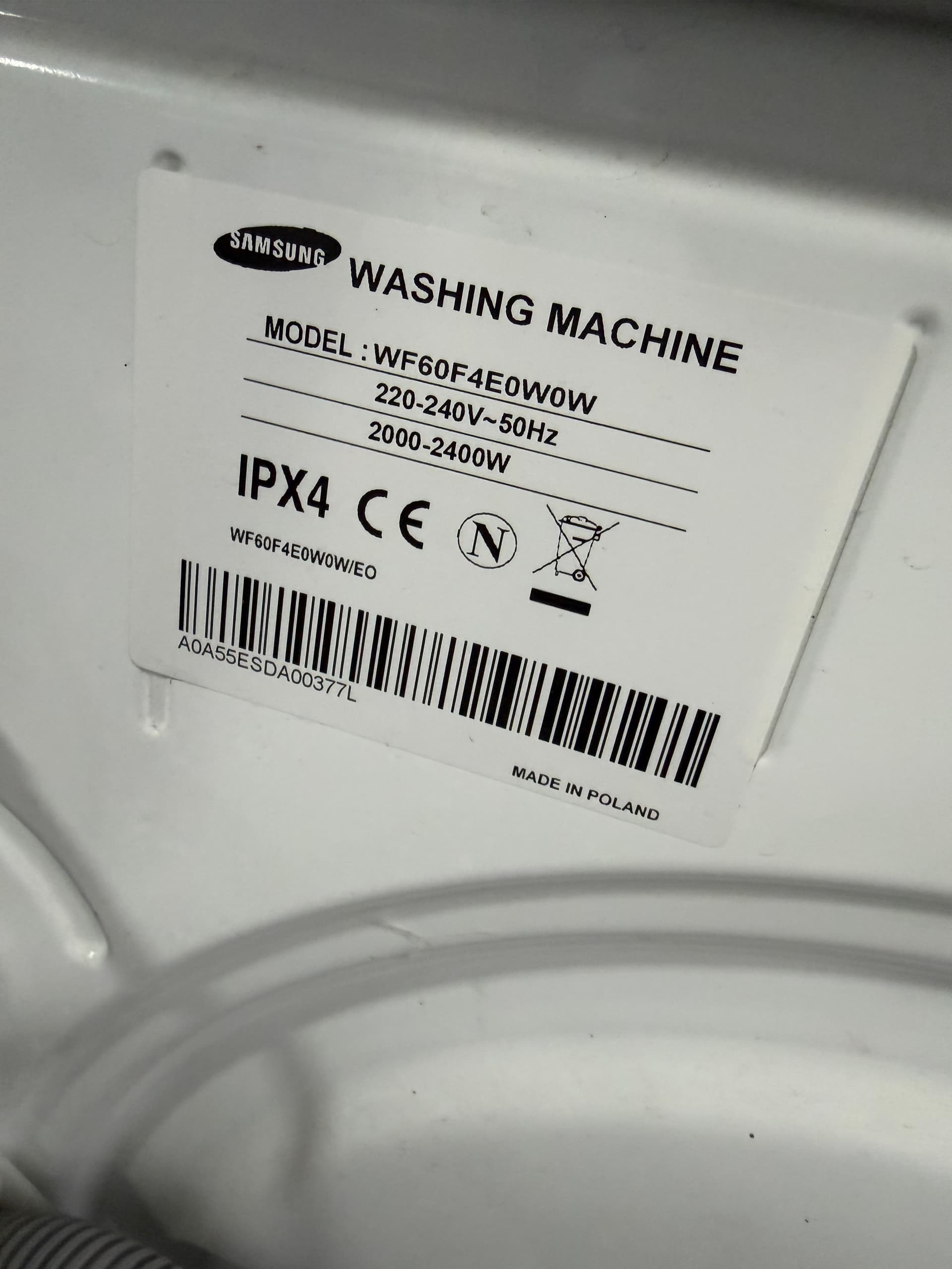 Пральна машина Samsung WF60F4E0W0W