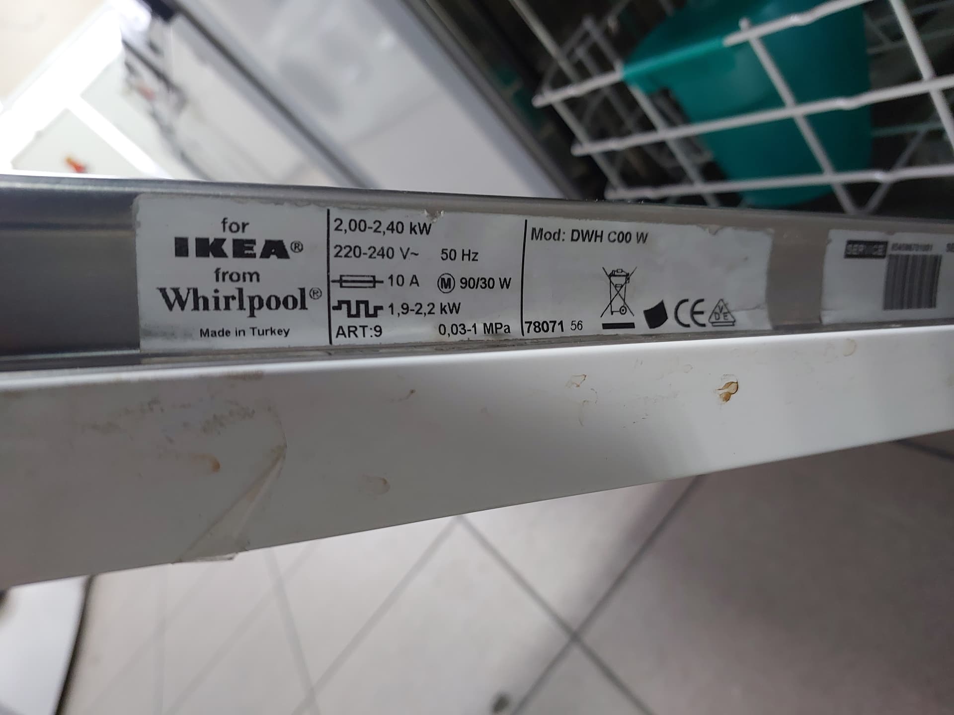 Посудомийна машина Whirlpool DWH C00 W