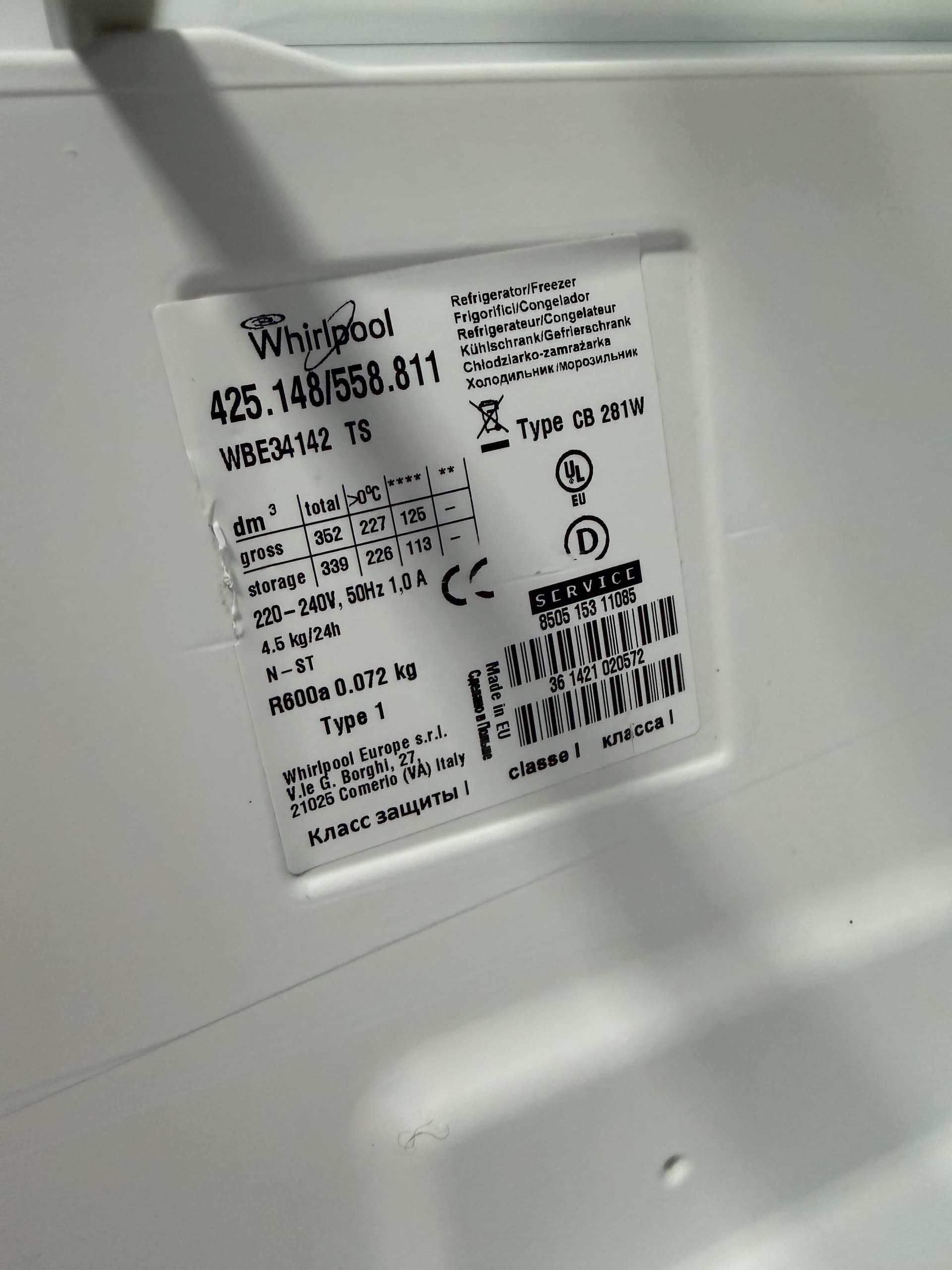 Холодильник Whirlpool WBE34142 TS