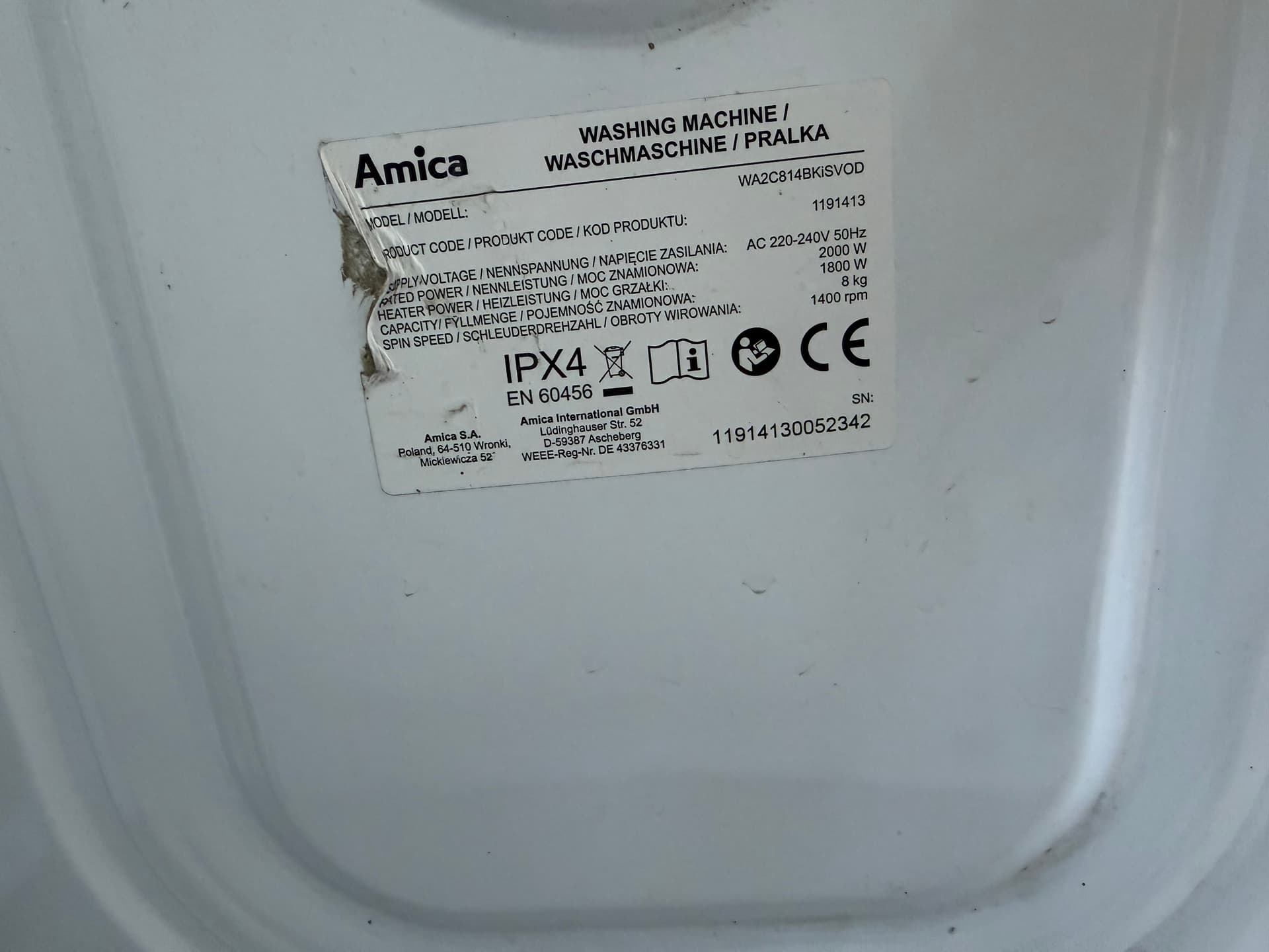 Пральна машина Amica