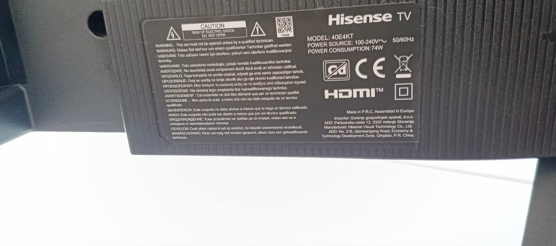 Телевізор Hisense 40E4KT