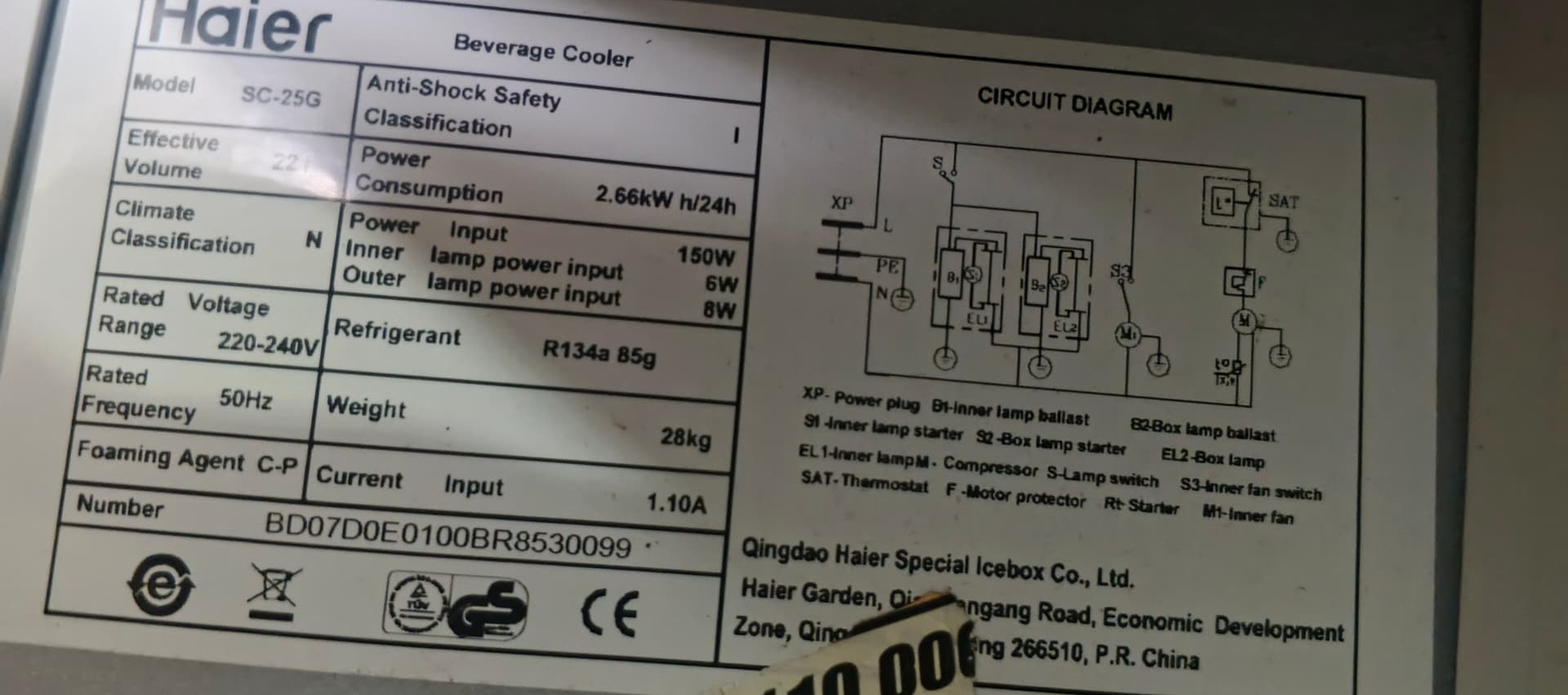 Холодильник Haier SC-25G