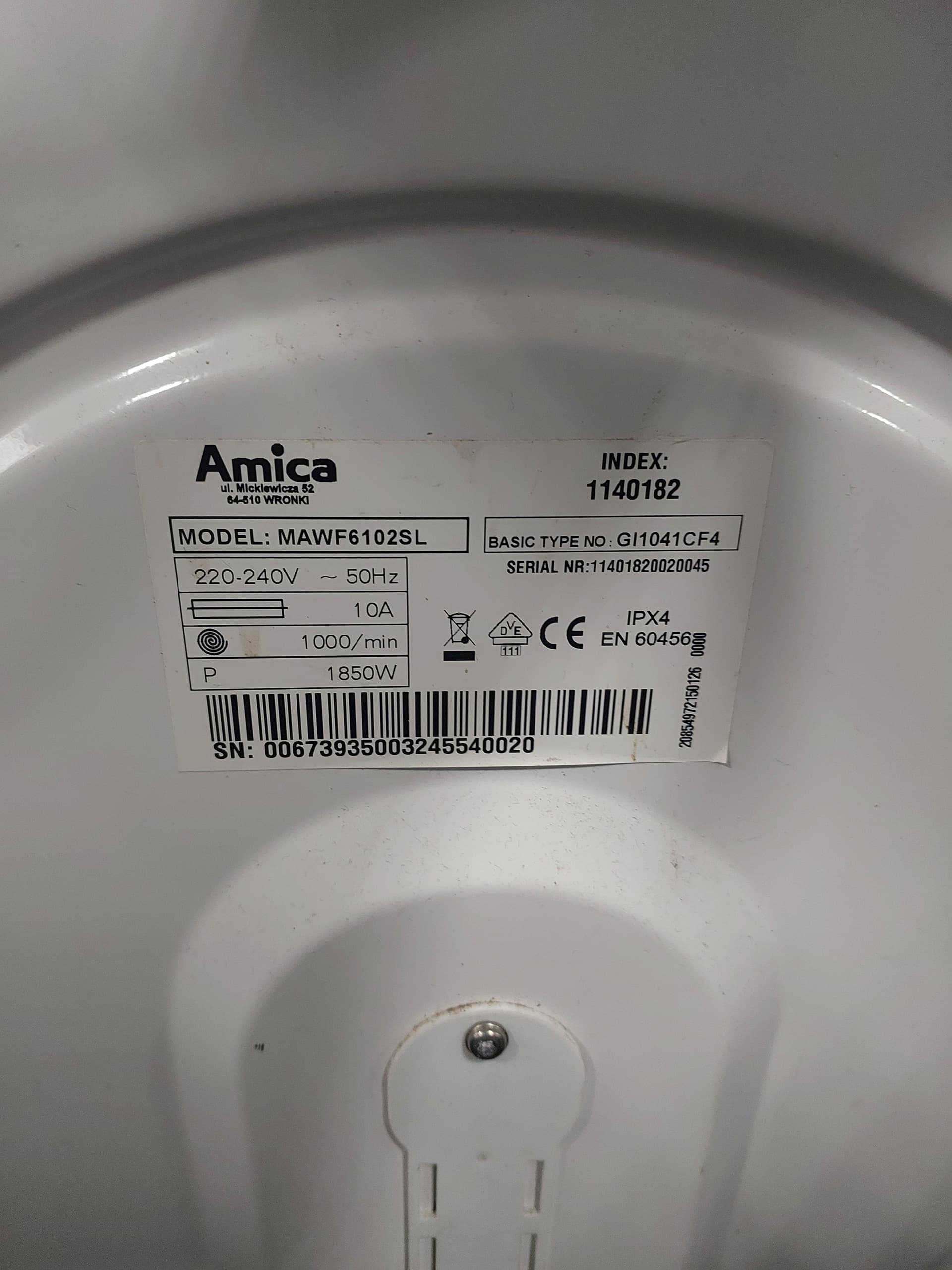 Пральна машина Amica MAWF6102SL